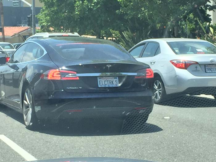 ELCTRK S vanity license plate meaning Electric Model S
