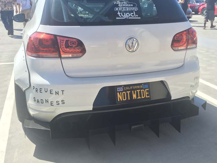 NOTWIDE vanity license plate meaning Not Wide