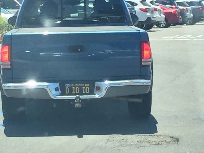 ODODO vanity license plate meaning Oh Crap