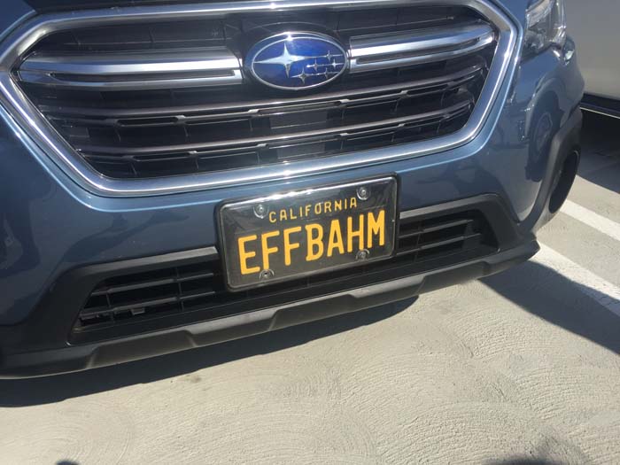 EFFBAHM vanity license plate meaning F Bomb