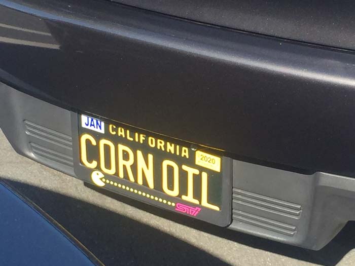 CORNOIL vanity license plate meaning Corn Oil