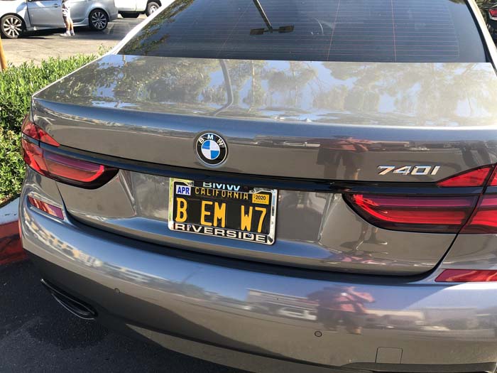 BEMW7 vanity license plate meaning BMW 7-series