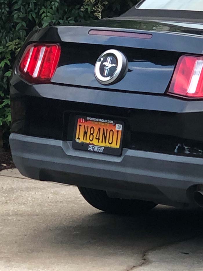 IW84NO1 vanity license plate meaning I Wait For No One