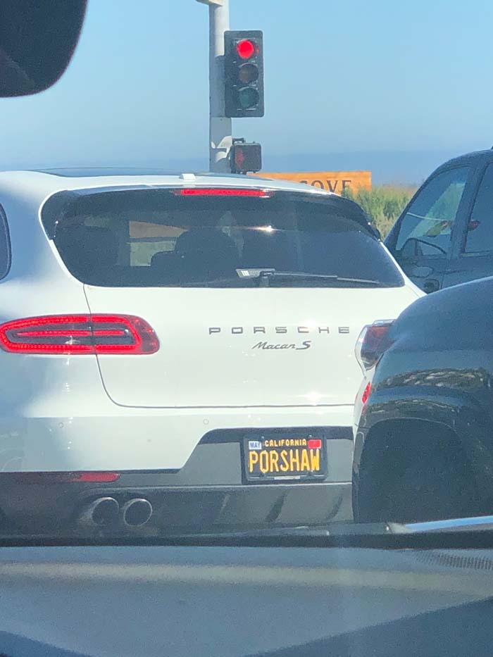 PORSHAW vanity license plate meaning Porsche