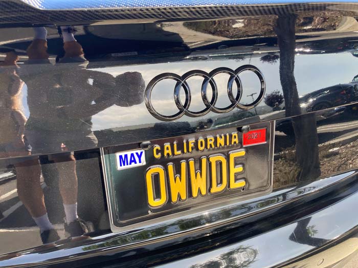 OWWDE vanity license plate meaning Audi