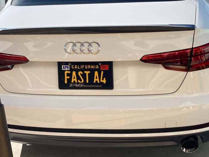 FASTA4 vanity license plate meaning Fast (Audi) A4