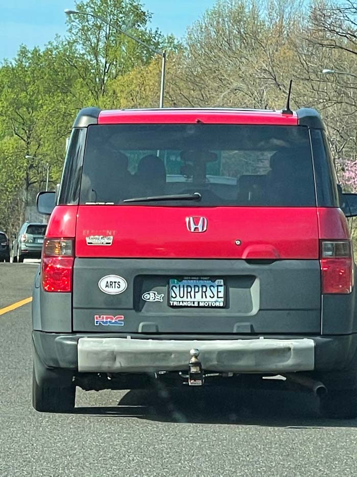 SURPRSE vanity license plate
