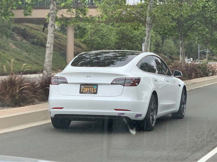 TINYTES vanity license plate meaning Tiny Tesla