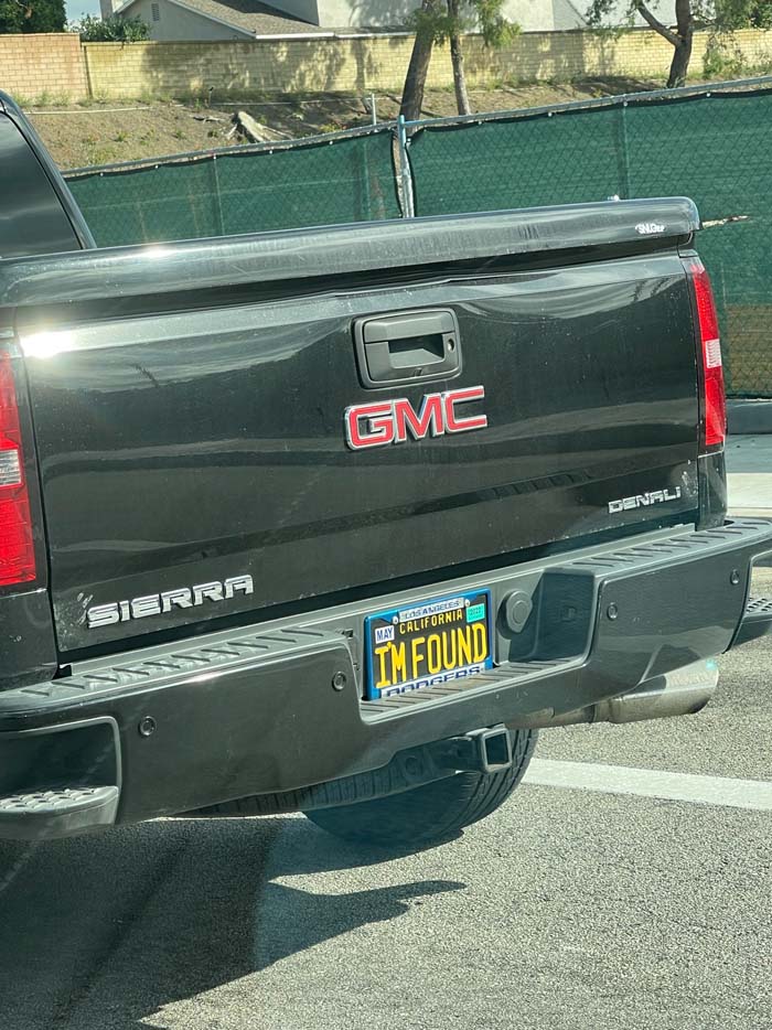 IMFOUND vanity license plate meaning I'm Found