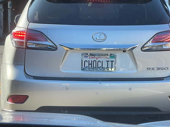 CHOCLT vanity license plate meaning Chocolate