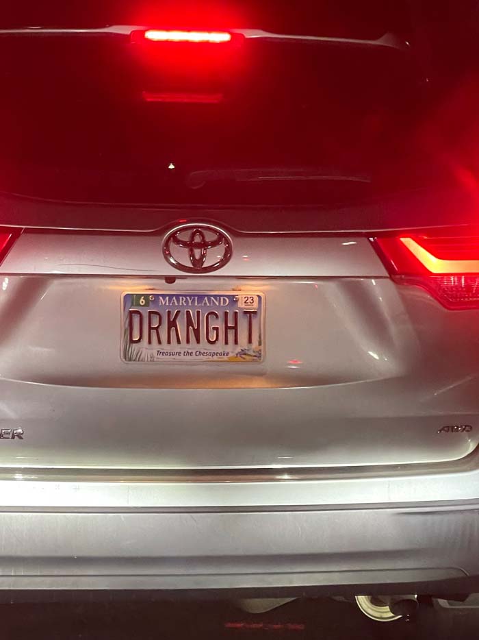 DRKNGHT vanity license plate