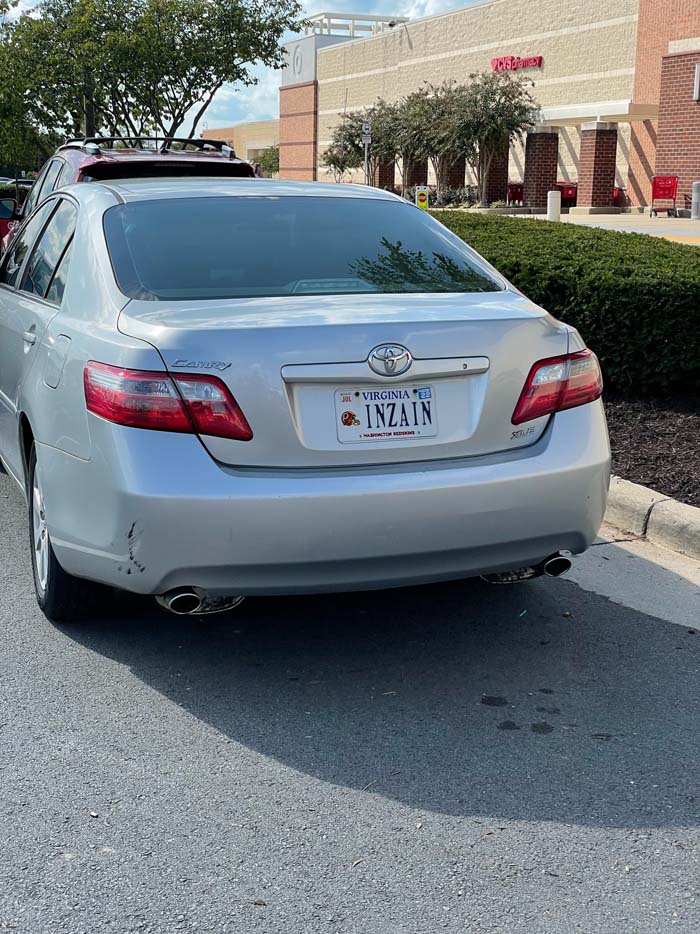 INZAIN vanity license plate meaning Insane