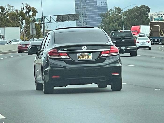 QUIDTCH vanity license plate