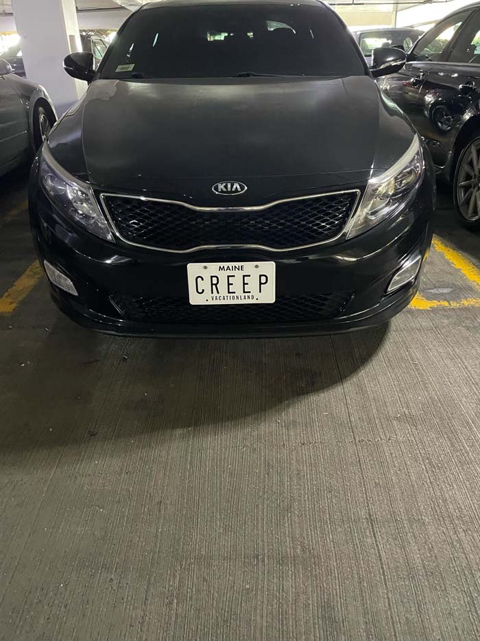 CREEP vanity license plate meaning Creep