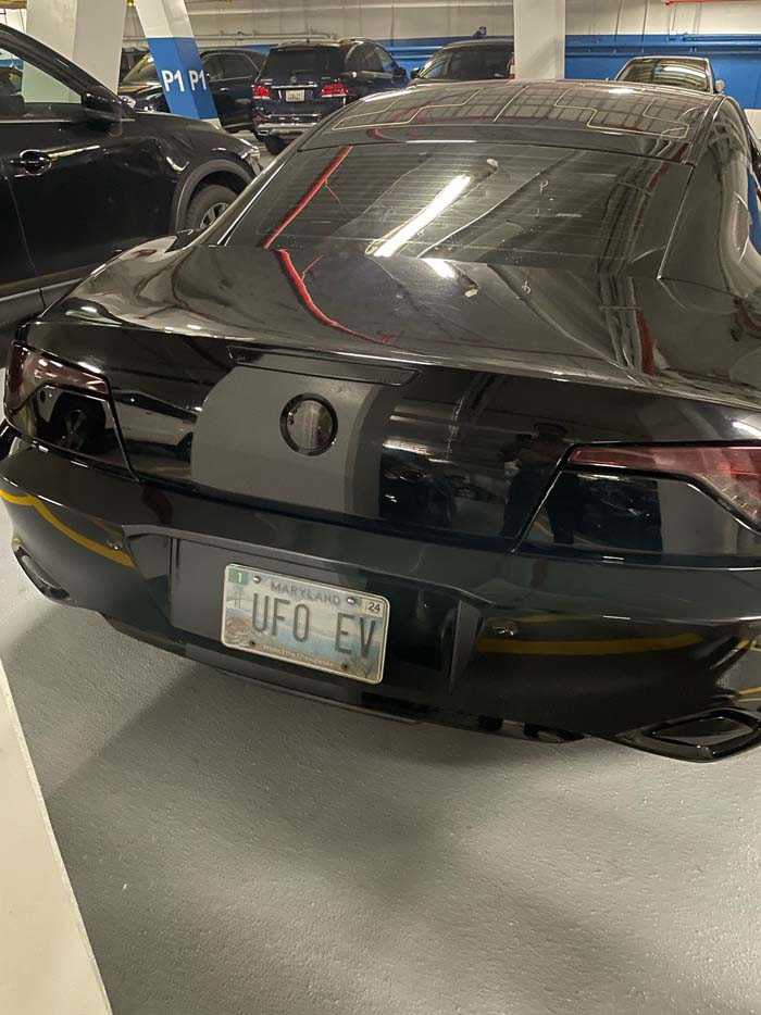 UFOEV vanity license plate meaning UFO Electric Vehicle