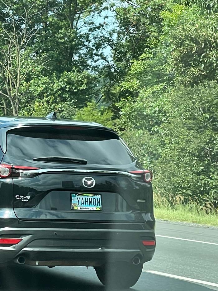 YAHMON vanity license plate meaning Yeah Mon
