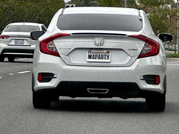 APARTY vanity license plate
