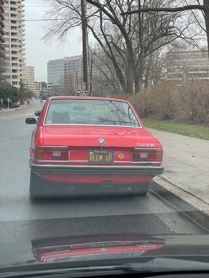 BEEMUP vanity license plate meaning Bimmer Up