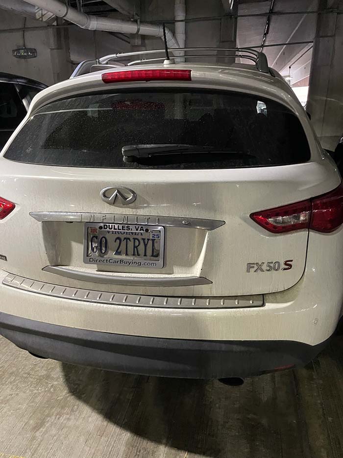 GO2TRYL vanity license plate meaning Go To Trial