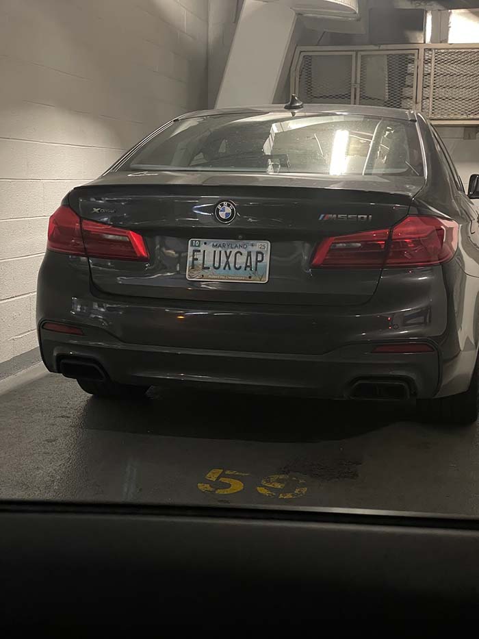 FLUXCAP vanity license plate meaning Flux Capacitor