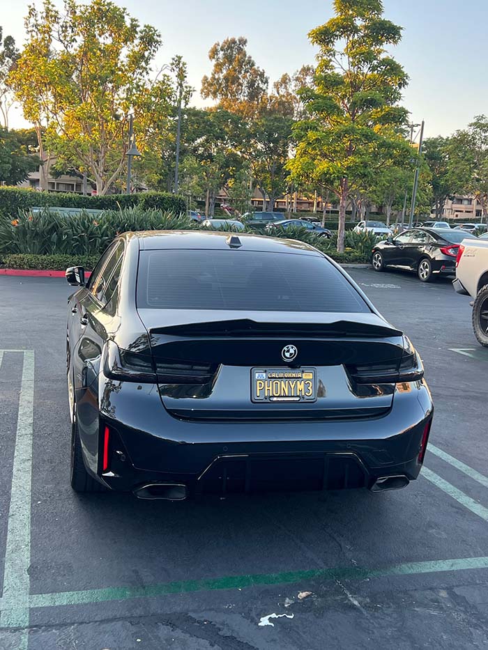 PHONYM3 vanity license plate meaning Phony (BMW) M3