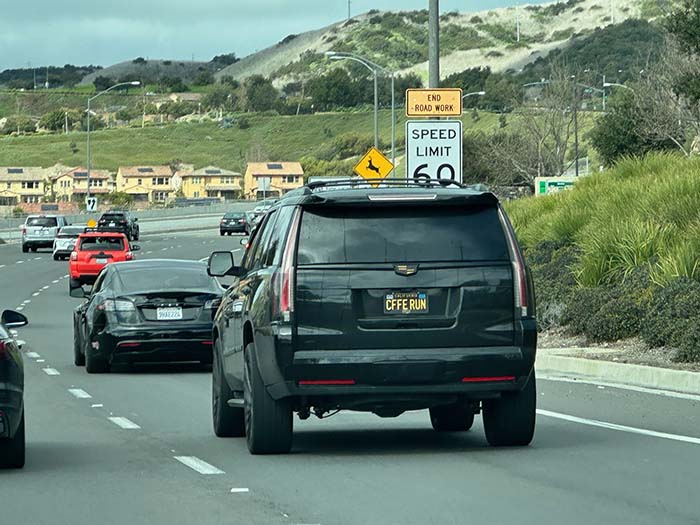 CFFERUN vanity license plate meaning Coffee Run