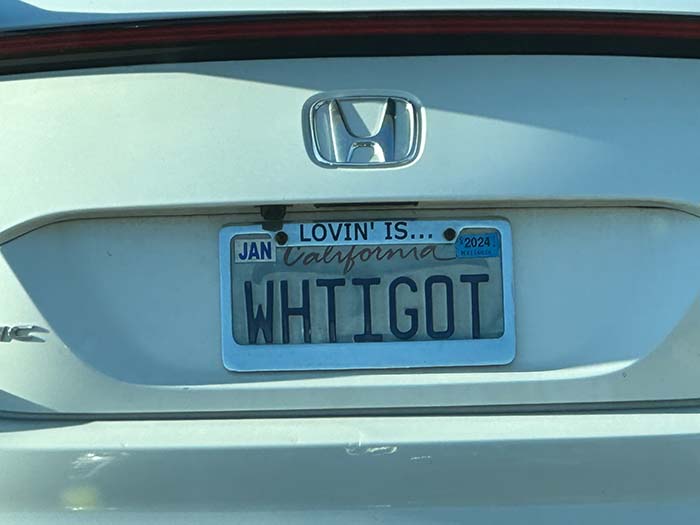 WHITIGOT vanity license plate meaning I Got White