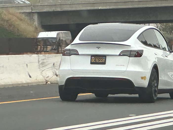 OCTESSY vanity license plate meaning Orange County Tesla