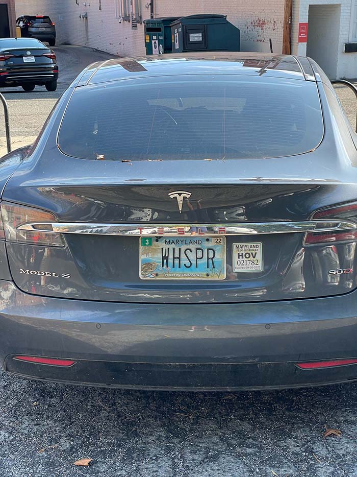 WHSPR vanity license plate meaning Whisper