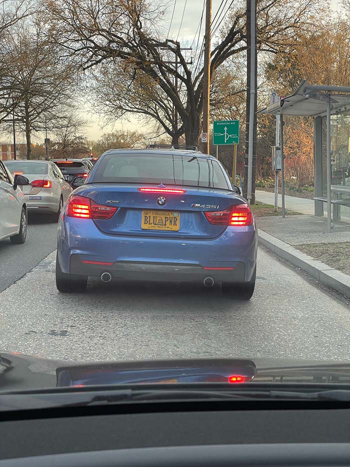 BLUWER vanity license plate meaning Blue Power
