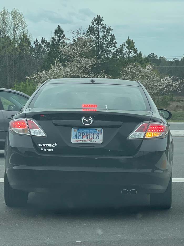 APPREC8 vanity license plate