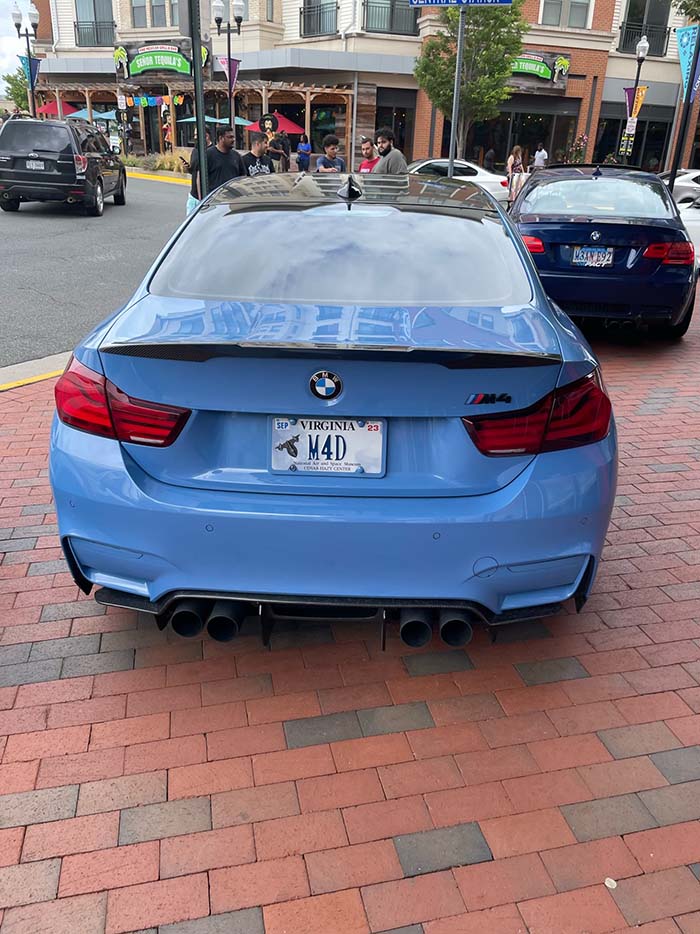 M4D vanity license plate meaning Mad (BMW M4)