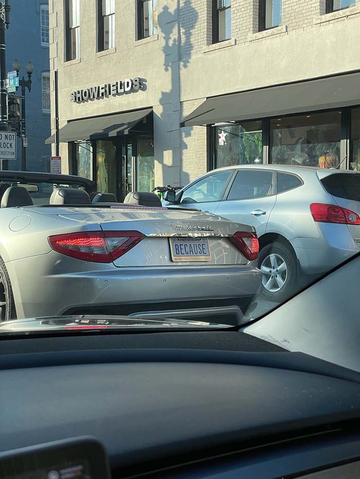 BECAUSE vanity license plate