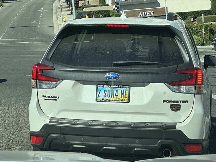 ZSUN4ME vanity license plate
