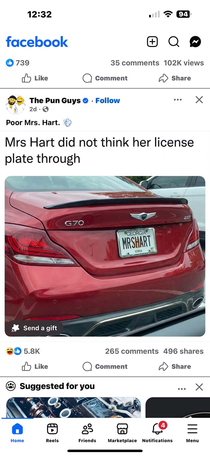MRSHART vanity license plate