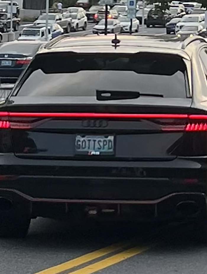 GOTTSPD vanity license plate meaning Got Speed