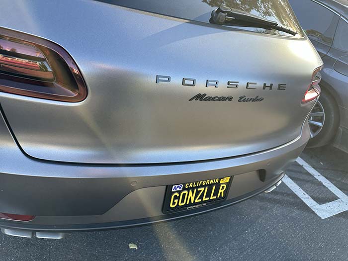 GONZLLR vanity license plate