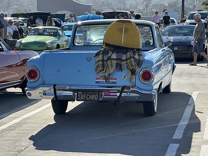 SRFCHRO vanity license plate meaning Surf Churro (Ford Ranchero)