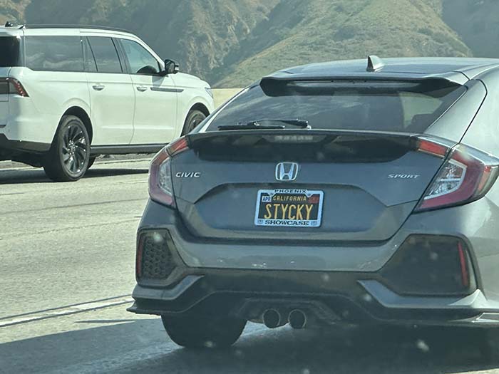 STYCKY vanity license plate meaning Sticky