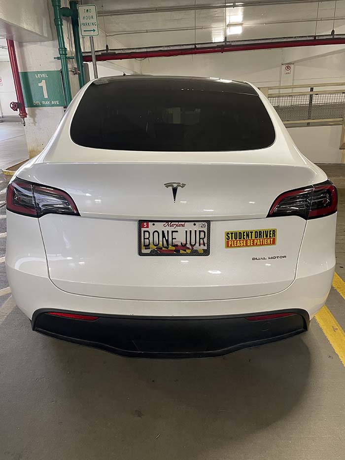 BONEJUR vanity license plate
