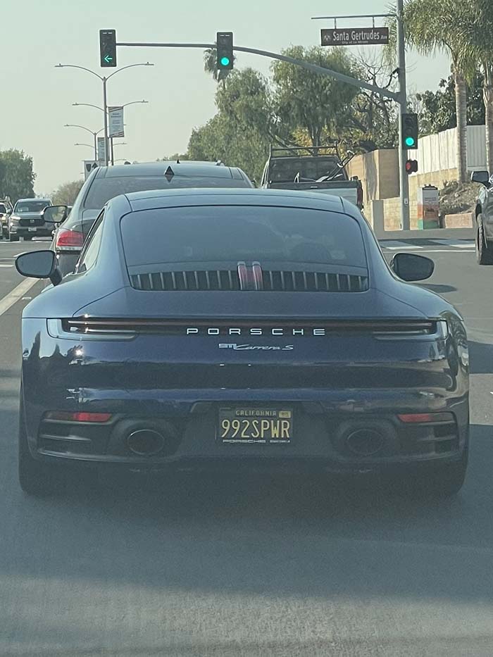 992SPWR vanity license plate meaning (Porsche 911S) 992 (chassis code)