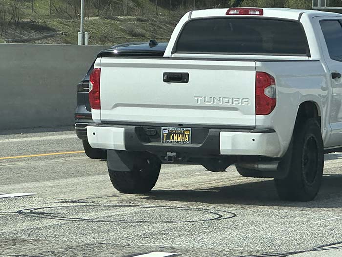 IKNWHA vanity license plate meaning I Know Huh