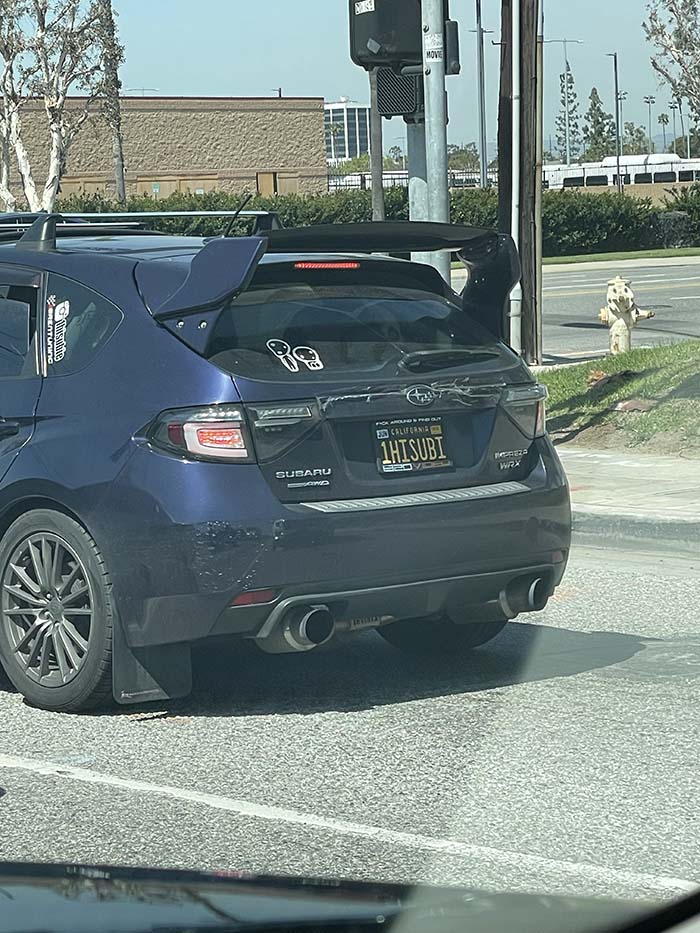 1HUSUBI vanity license plate meaning One High Subaru