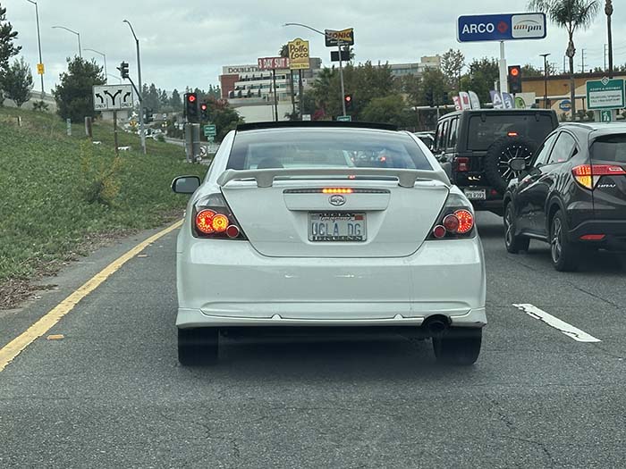 UCLADG vanity license plate meaning UCLA DG