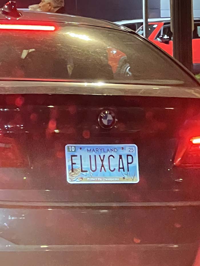 FLUXCAP vanity license plate