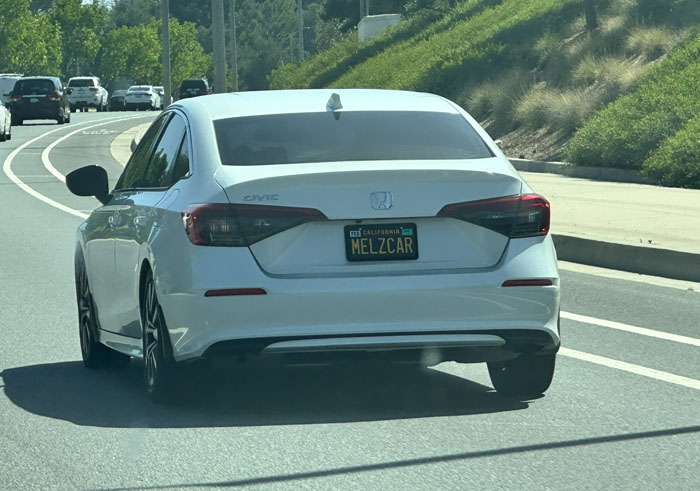 MELZCAR vanity license plate meaning Mel's Car
